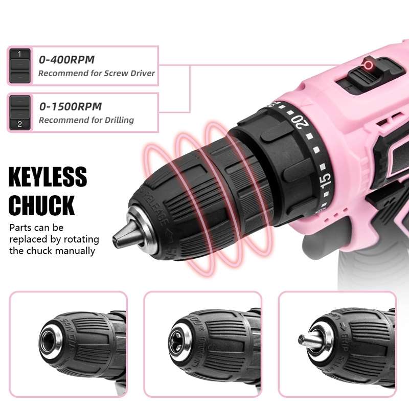HILDA 12V Cordless Impact Drill Electrical Screwdriver, Plug: US Plug
