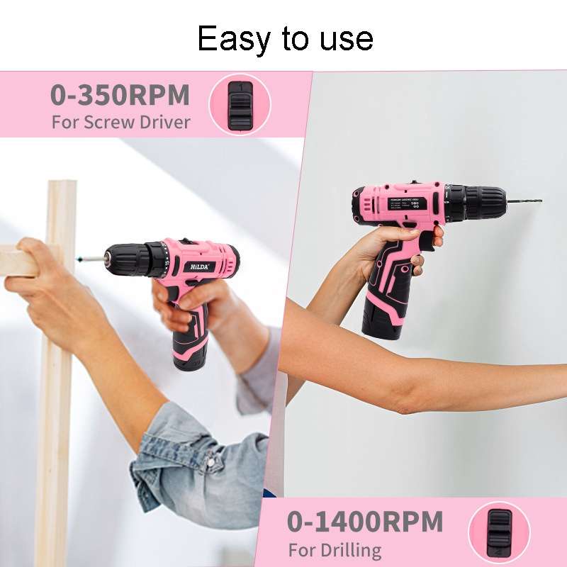 HILDA 12V Cordless Impact Drill Electrical Screwdriver, Plug: US Plug