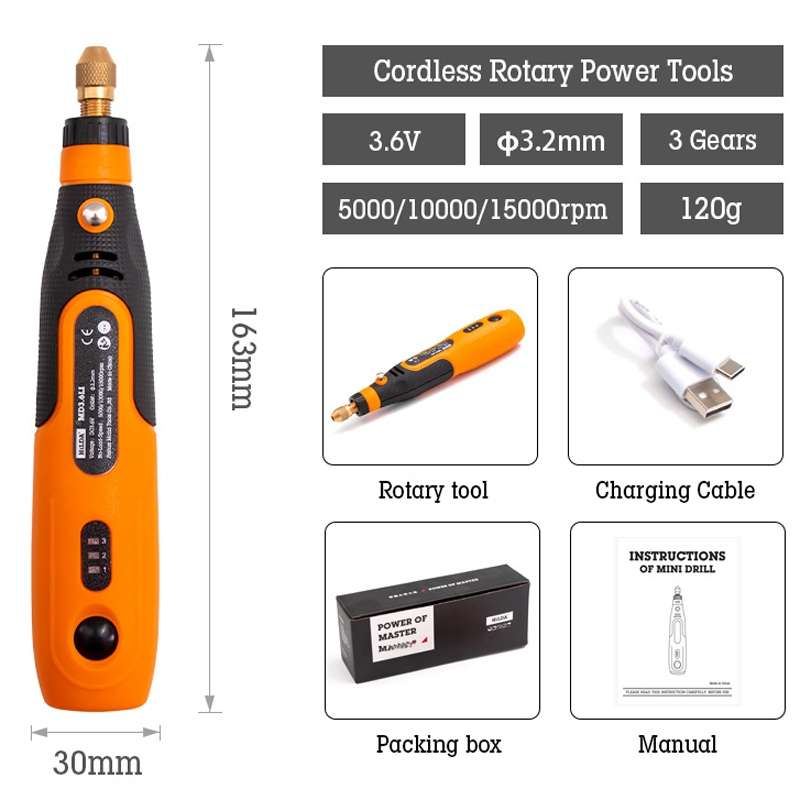HILDA 3.6V Electrical Grinder Pen Precision Carving Micro Power Drill, Model: Rotary Tool