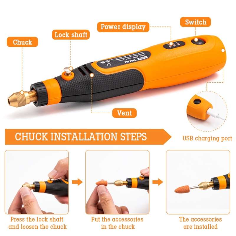 HILDA 3.6V Electrical Grinder Pen Precision Carving Micro Power Drill, Model: Rotary Tool