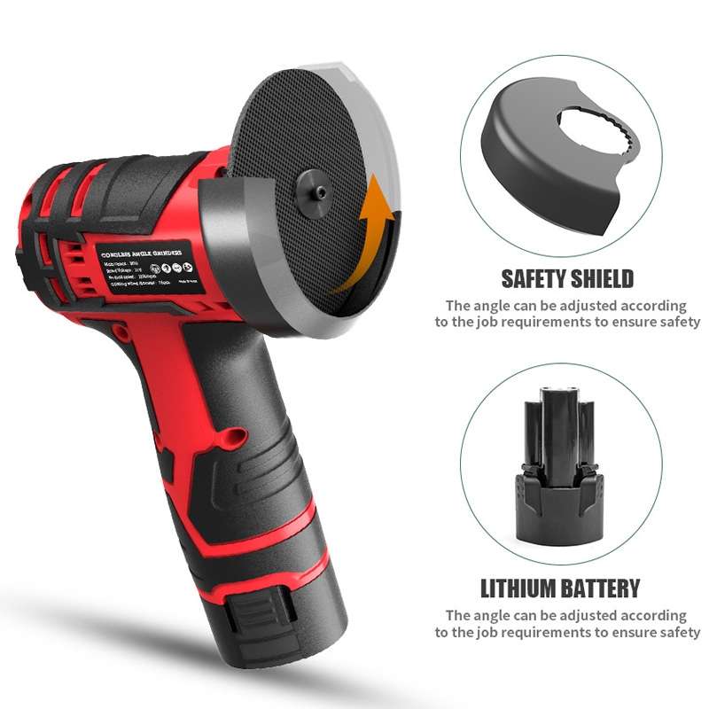 HILDA 12V 3 Inch Li-Ion Angle Grinder Home Cutting And Sanding Machine, EU Plug, Model: Carton Packa