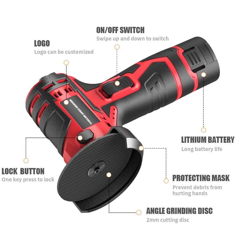 HILDA 12V 3 Inch Li-Ion Angle Grinder Home Cutting And Sanding Machine, EU Plug, Model: Carton Packa