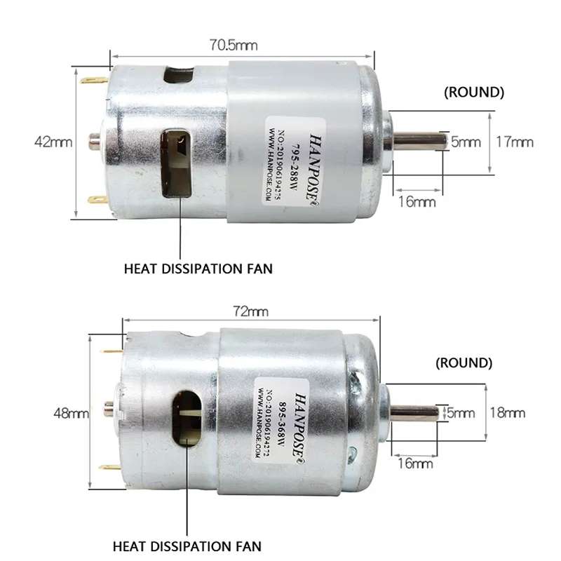 HANPOSE 895-360W Durable Spindle DC Motor Lawn Mower Motor