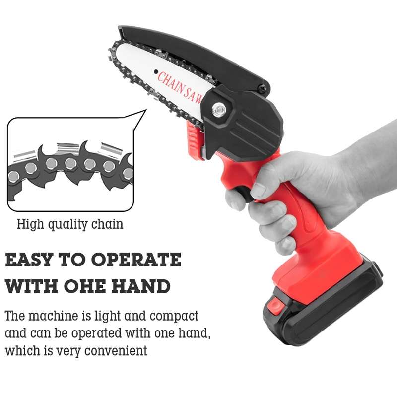 HILDA Rechargeable Cordless Mini Electrical Chain Saw Logging Tools Plastic Package, Model: US Plug