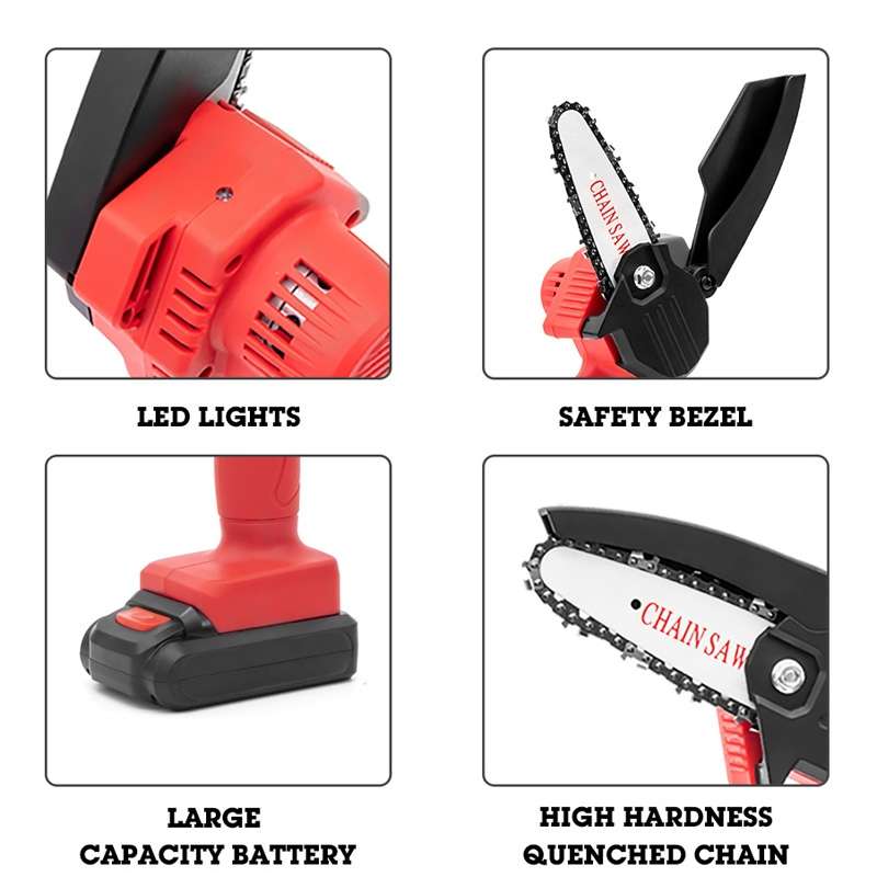 HILDA Rechargeable Cordless Mini Electrical Chain Saw Logging Tools Plastic Package, Model: US Plug