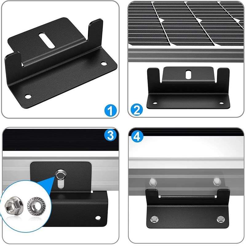 4pcs /Set Aluminum Solar Panel Mounting Bracket(Black)