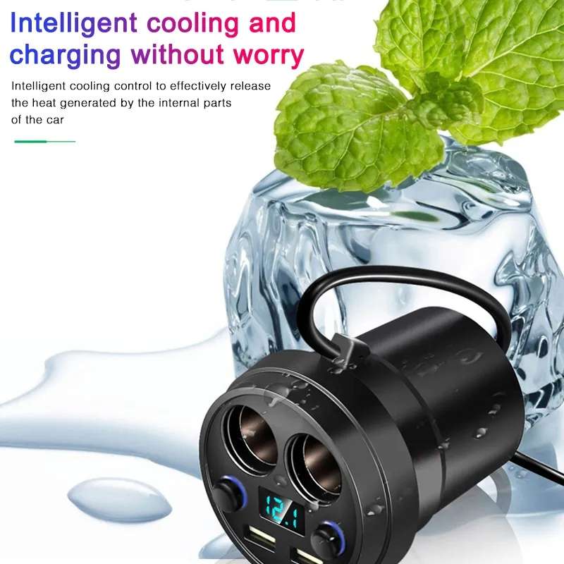 Cup Car Charger Dual USB Corded Cigarette Lighter Mobile Phone Charger(Black)