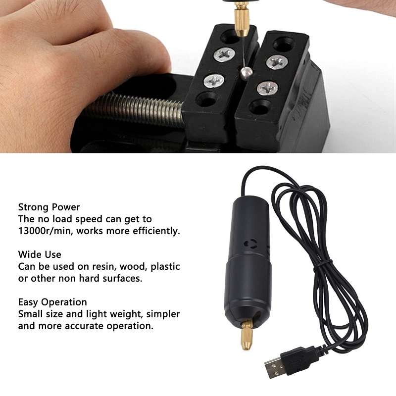 USB Interface 360 Mini Electric Drill Manual Glue Drilling Electric Drill, Set: Drill+4pcs Wrench