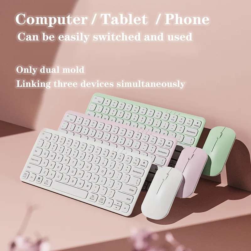 B087 2.4G Portable 78 Keys Dual Mode Wireless Bluetooth Keyboard And Mouse, Style: Keyboard Pink