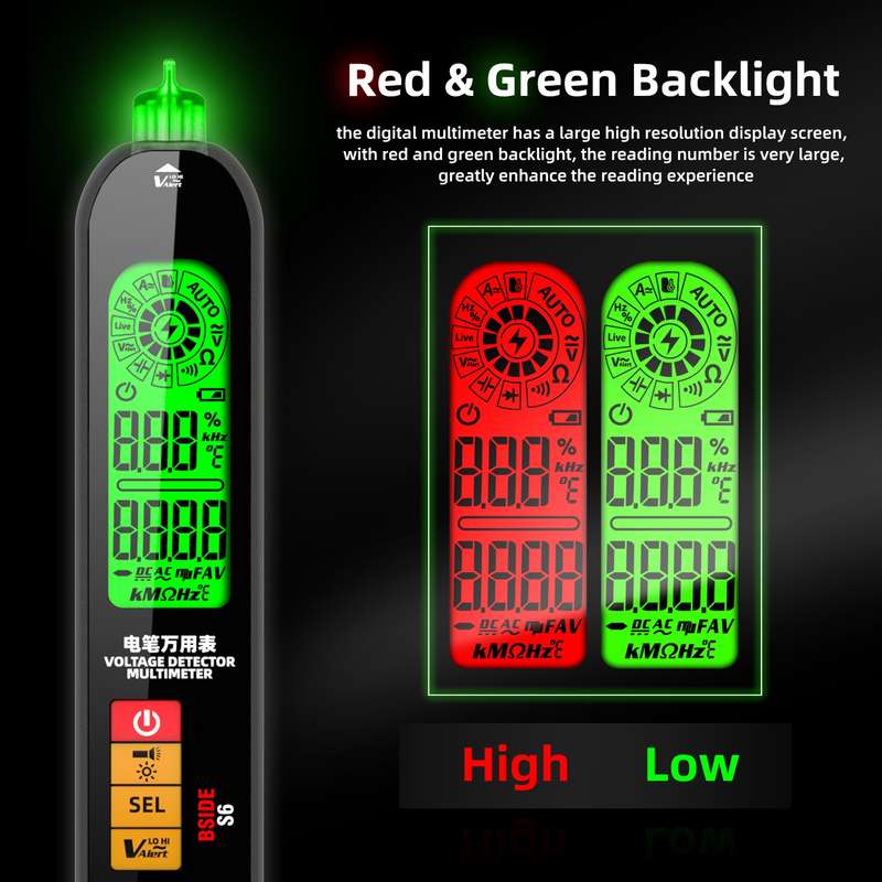 BSIDE S6 Smart Digital Multimeter Current Test Pen Capacitance Temperature Voltage Detector(Charging