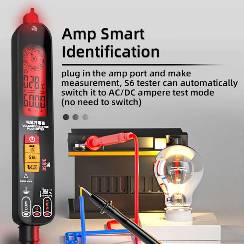 BSIDE S6 Smart Digital Multimeter Current Test Pen Capacitance Temperature Voltage Detector(Charging