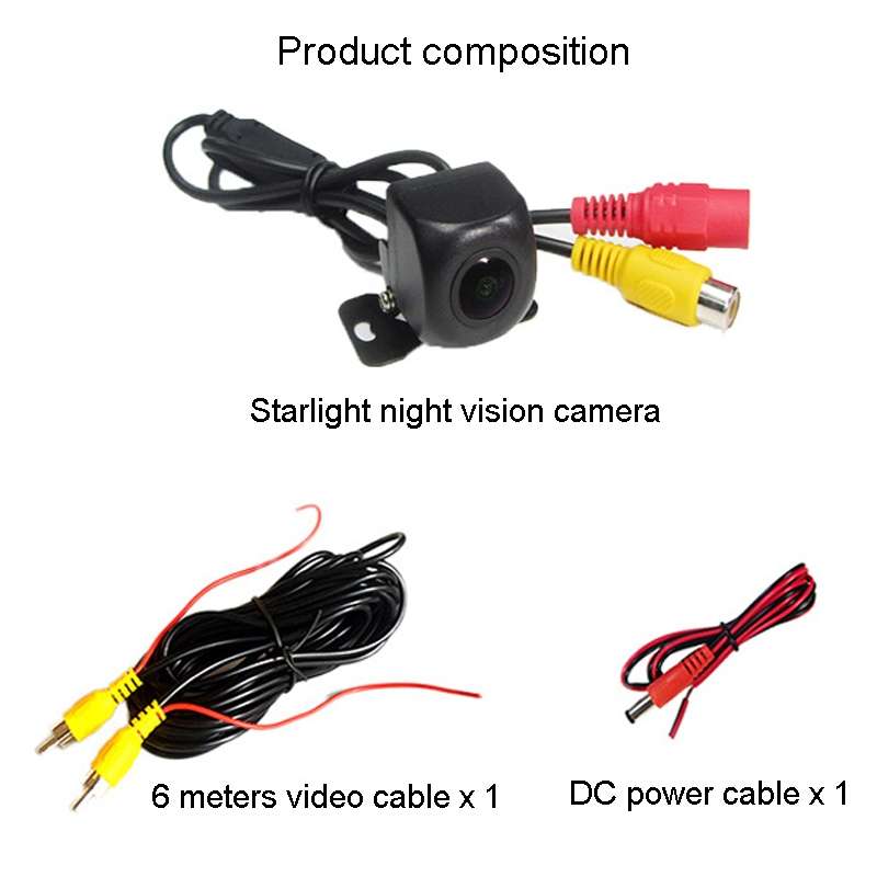 Universal Reversing Camera HD Wide Angle 12V Waterproof Starlight Night Vision Car Camera(Black)