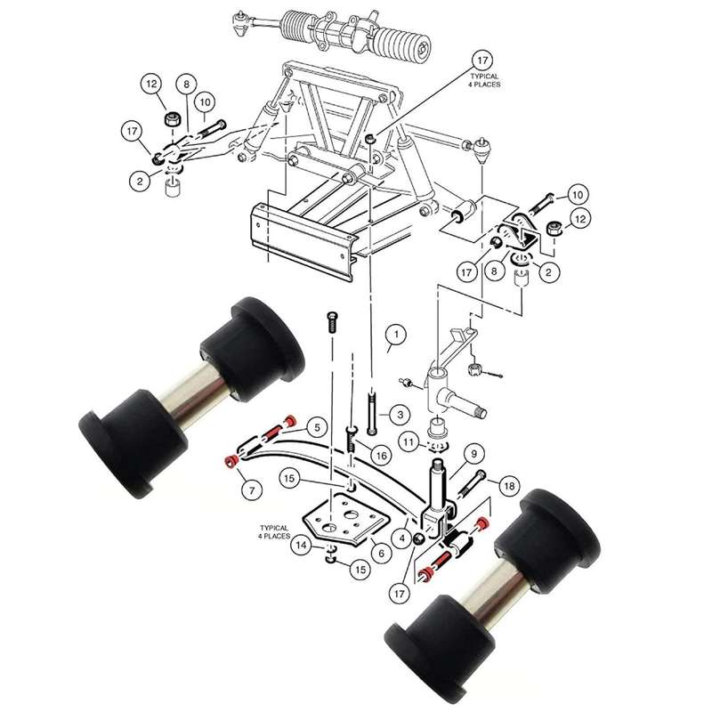 Golf Cart Front And Rear Steel Plate Rubber Sleeve Iron Sleeve Kit Leaf Spring Bushings, Specificati