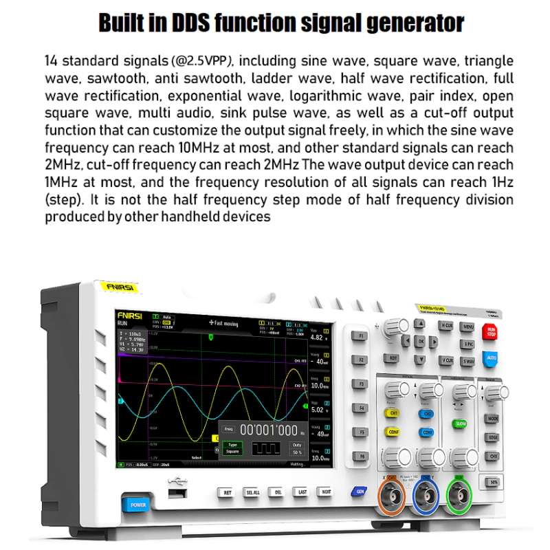 FNIRSI 2 In 1 Dual-Channel 100M Bandwidth Digital Oscilloscope 1GS Sampling Signal Generator, EU Plu