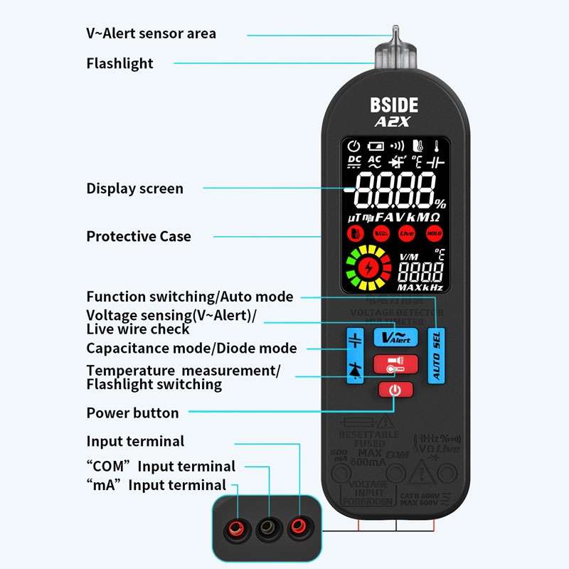 BSIDE A2X Charging Model Mini Digital Pen Auto Ranging Multimeter