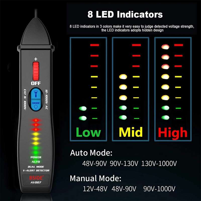 BSIDE AVD07 Smart Dual Mode Electric Pen Non-Contact Break-Point Sensing AC Voltage Tester
