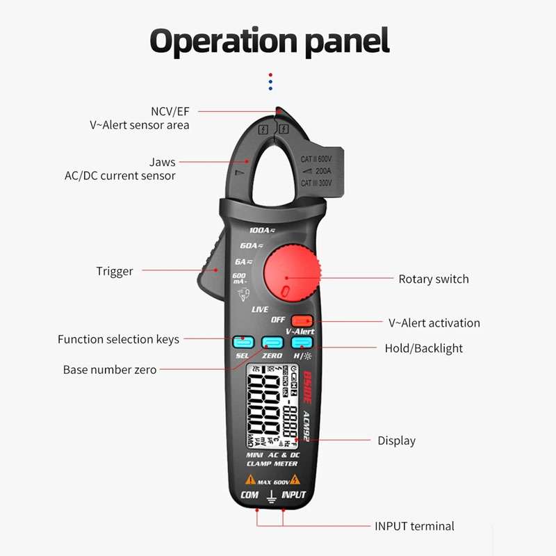 BSIDE ACM92 Digital Clamp Multimeter Current And Voltage Tester