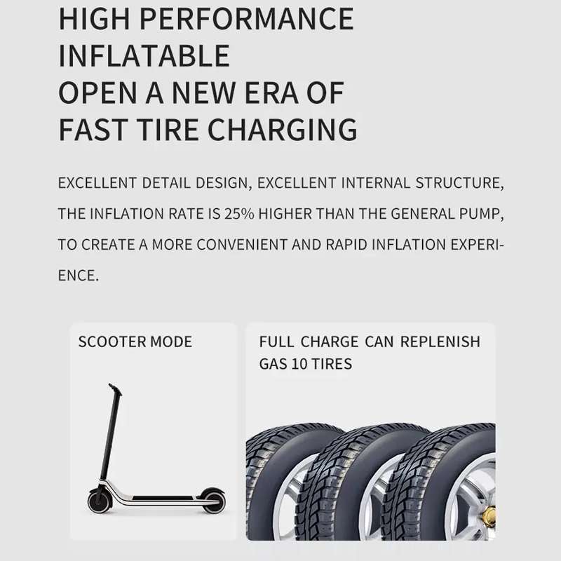 Multifunctional Portable Car Electric Wireless Tire Inflator Pump(Mechanical Button)