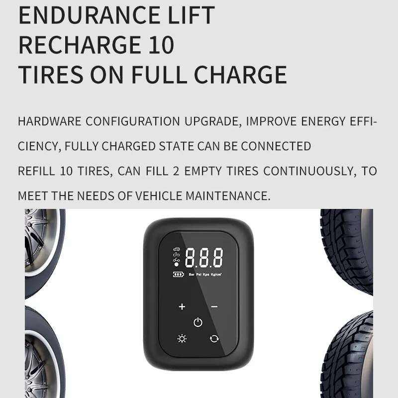 Multifunctional Portable Car Electric Wireless Tire Inflator Pump(Mechanical Button)