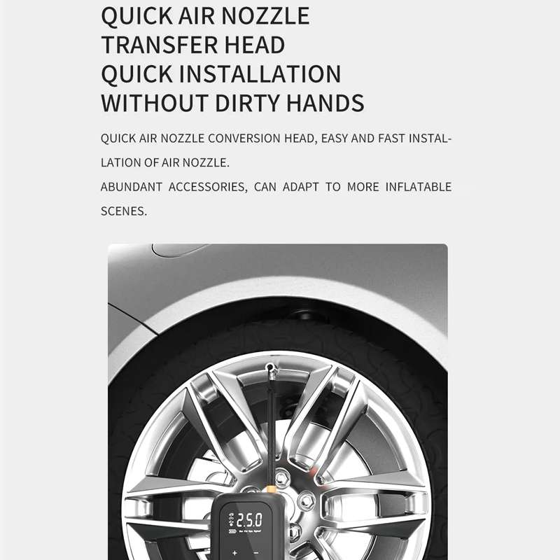 Multifunctional Portable Car Electric Wireless Tire Inflator Pump(Mechanical Button)