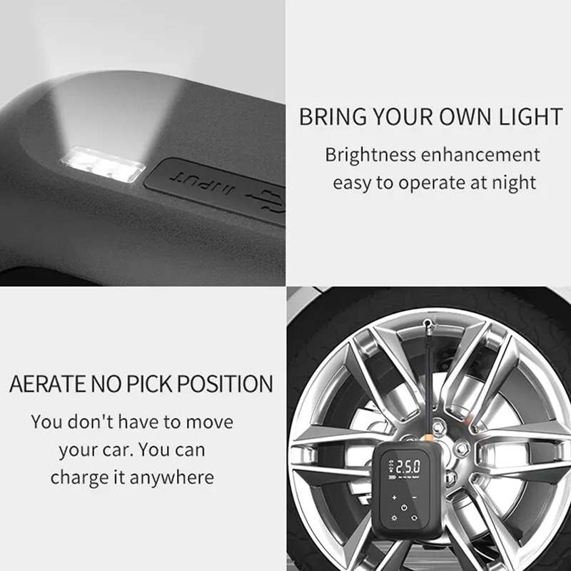 Multifunctional Portable Car Electric Wireless Tire Inflator Pump(Mechanical Button)