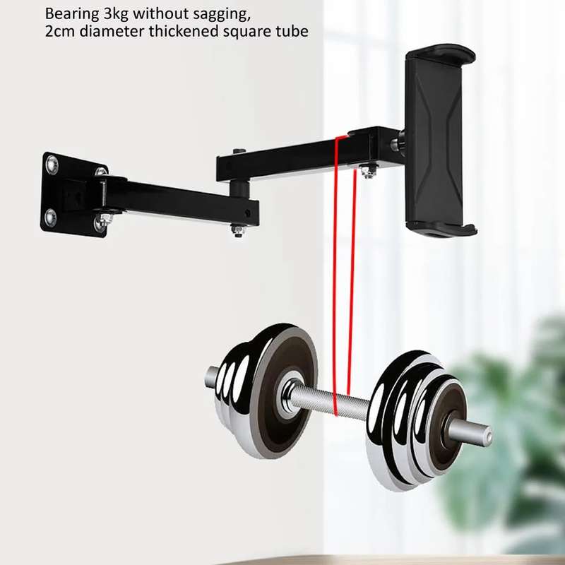Wall Mount Tablet Cell Phone Stand Long Arm Stretchable Holder for 4-13 Inch Devices(3 Sections)