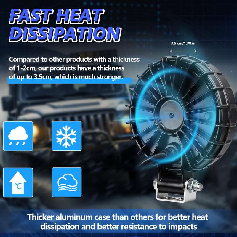 4 Inch Round Mixed Luminous Aluminum Alloy Car Work Light(Sigle)