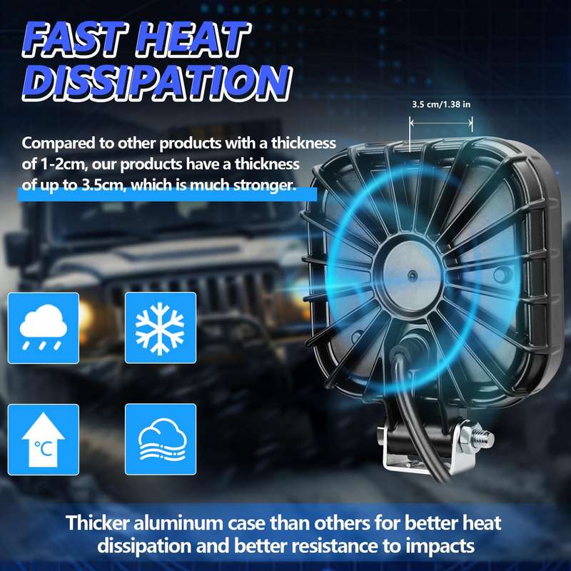 4 Inch Square Mixed Luminous Aluminum Alloy Car Work Light(Sigle)