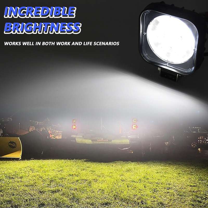 4 Inch Square Mixed Luminous Aluminum Alloy Car Work Light(Sigle)