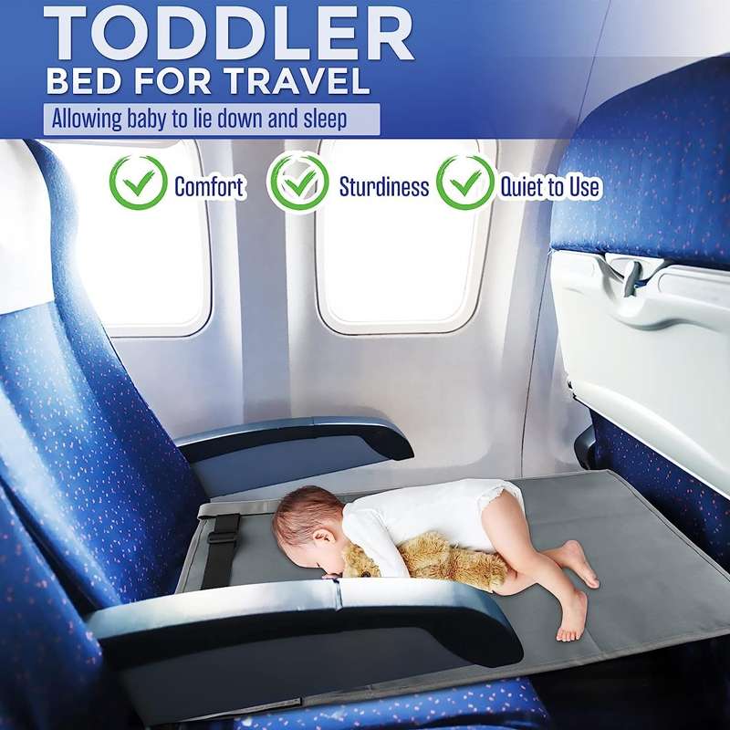 79 x 44cm Kids Airplane Seat Extender Portable Travel Seat Cushion(Black)