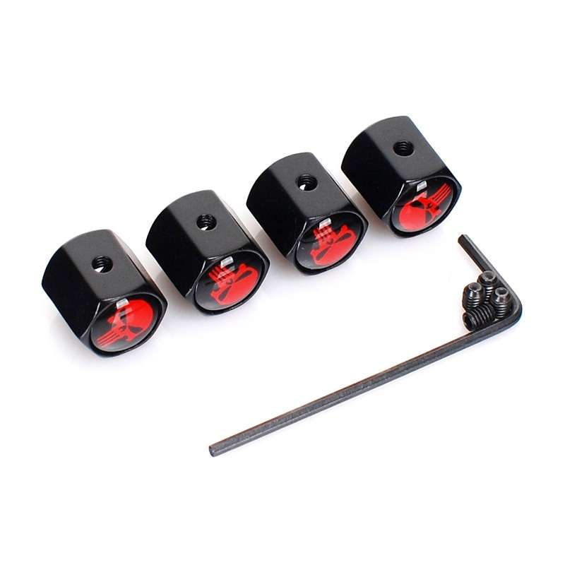 4pcs/set Skull Anti-theft Valve Personalised Conversion Cap(Red)