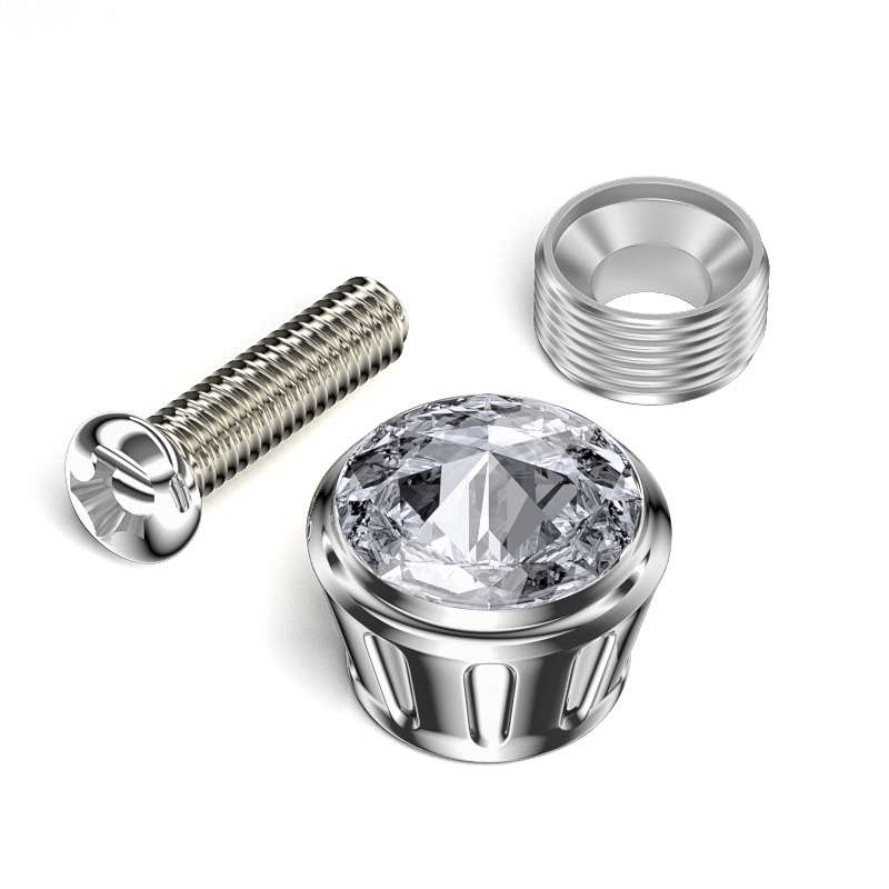 Licence Plate Frame Rhinestone Anti-theft Fixing Nut Cover(Pink Diamond)