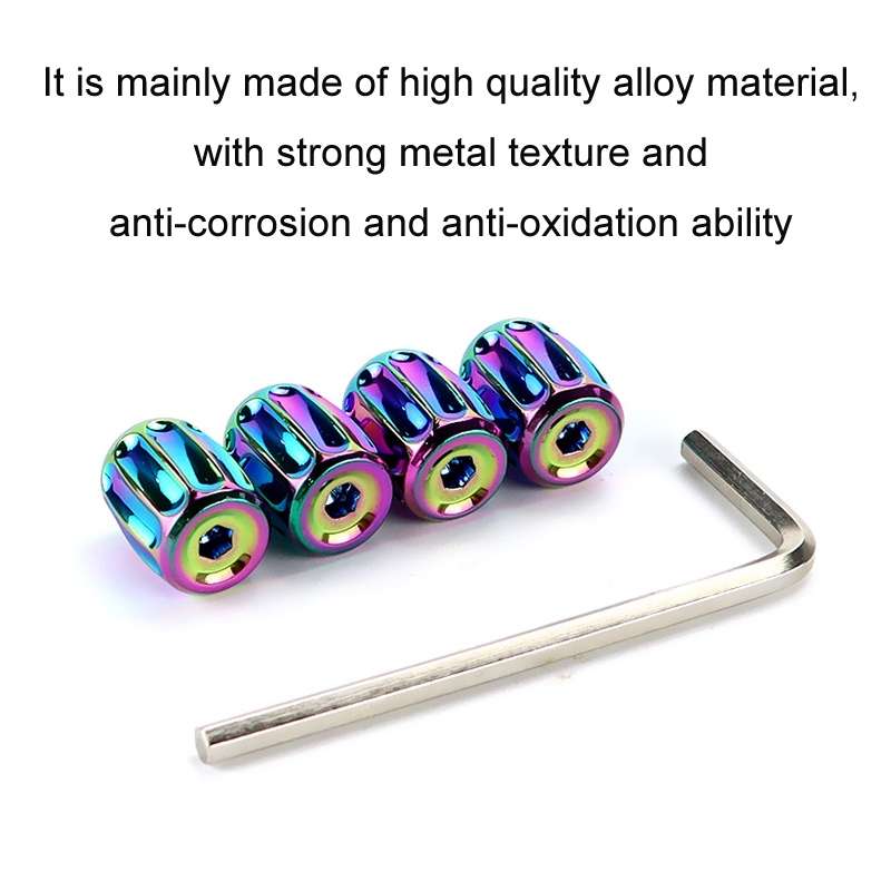 4pcs/set Metal Anti-theft Tyre Core Valve Personalised Conversion Cap, Color: Colorful