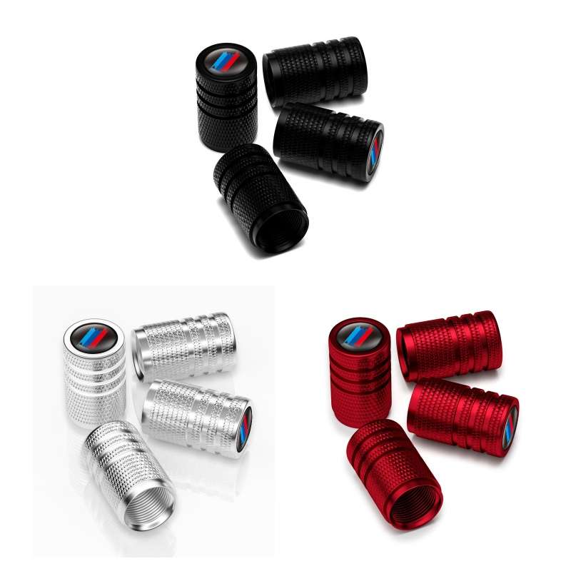 Aluminium Alloy Checkered Tricolour Car Wheel Decorative Valve Cap(Red)