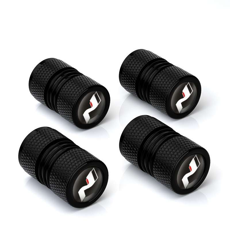 4pcs/set Aluminium N Label Car Tire Valve Caps(Black)