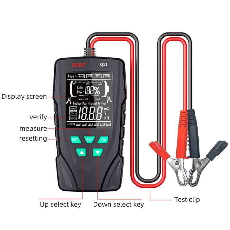 BSIDE Q11 Car Battery Detector 12V/24V Battery Life Capacity Internal Resistance Tester