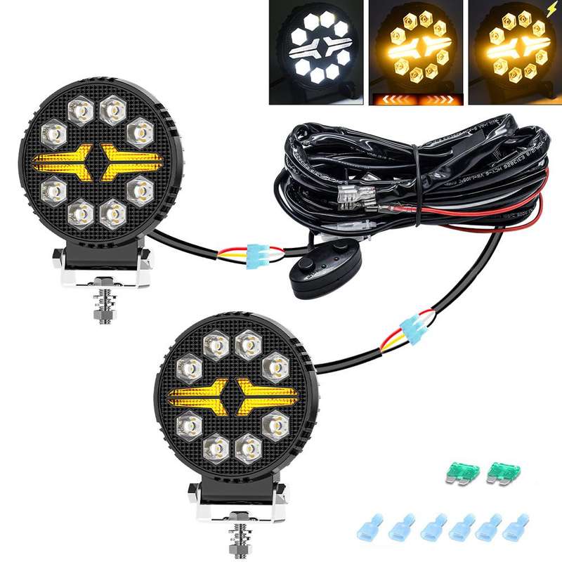 4 Inch Round Mixed Luminous Fishbone Angel Eye Car Work Light(X8)