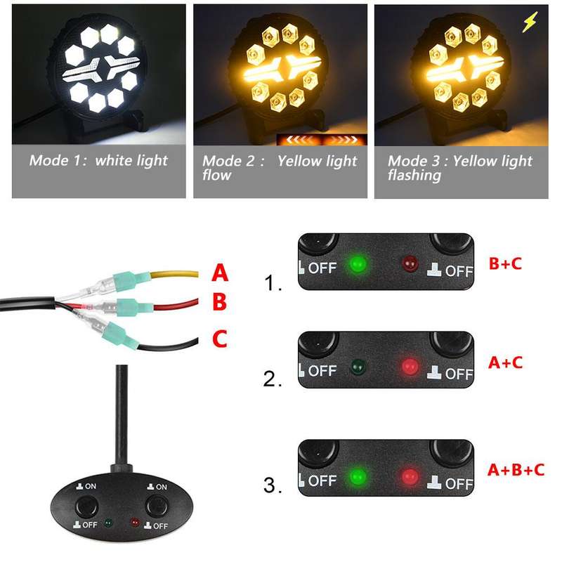 4 Inch Round Mixed Luminous Fishbone Angel Eye Car Work Light(X8)
