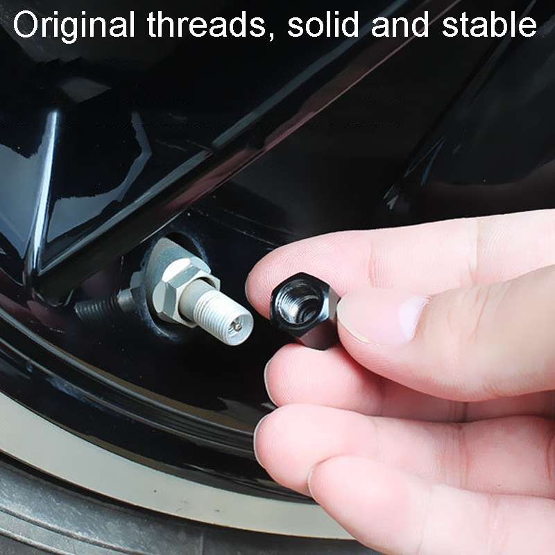 4pcs /Set Skeleton Metal Tire Valve Caps Automobile Modification Universal Valve Core Cover(Black)
