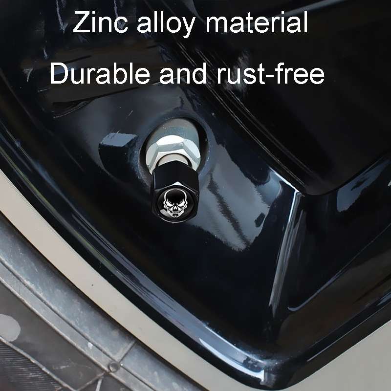 4pcs /Set Skeleton Metal Tire Valve Caps Automobile Modification Universal Valve Core Cover(Black)