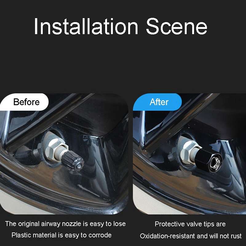 4pcs /Set Skeleton Metal Tire Valve Caps Automobile Modification Universal Valve Core Cover(Black)