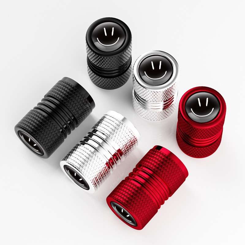 4pcs /Set Smile Metal Tire Valve Caps Automobile Modification Universal Valve Core Cover(Black)