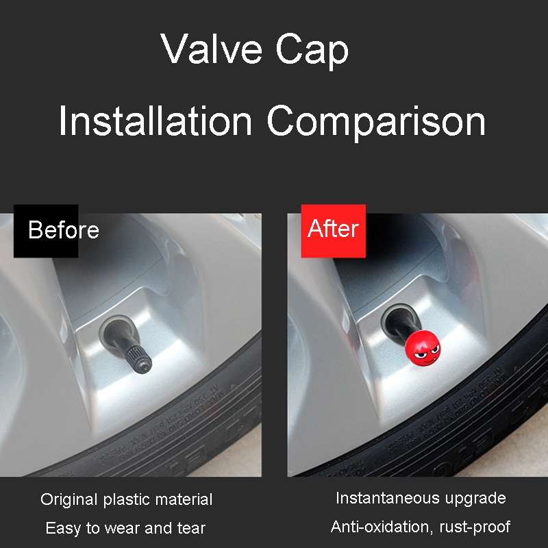 4pcs /Set Devil Ball Tire Valve Caps Automotive Universal Modification Valve Covers(Black)