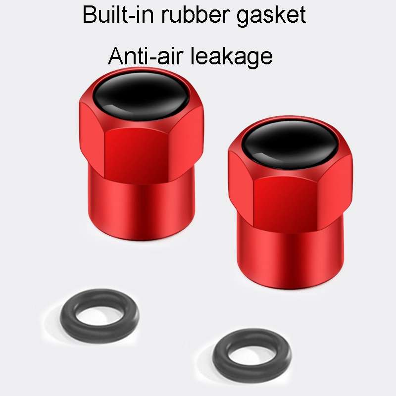 4pcs /Set Hexagonal Metal Tire Valve Caps Automobile Universal Modified Valve Covers(Red)