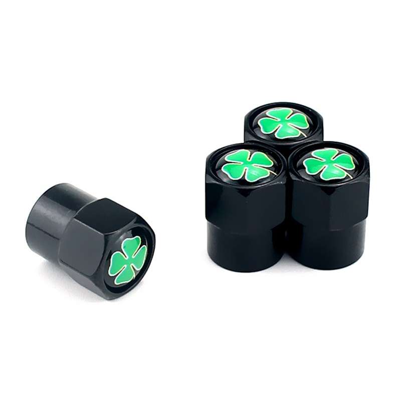 4pcs/set Guardian Clover Decorative Car Tire Valve Cap(Black)