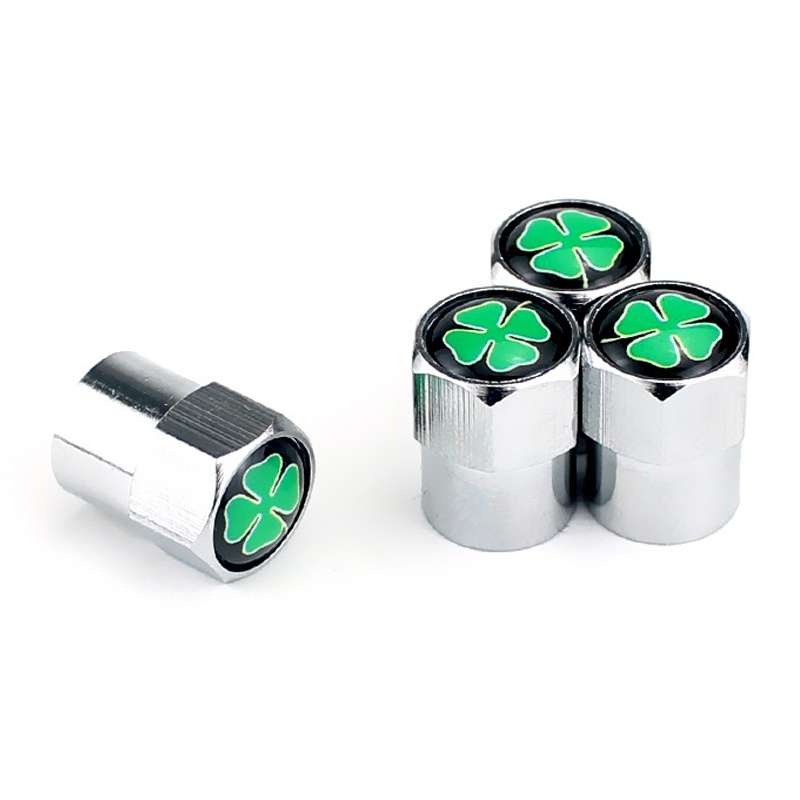 4pcs/set Guardian Clover Decorative Car Tire Valve Cap(Silver)