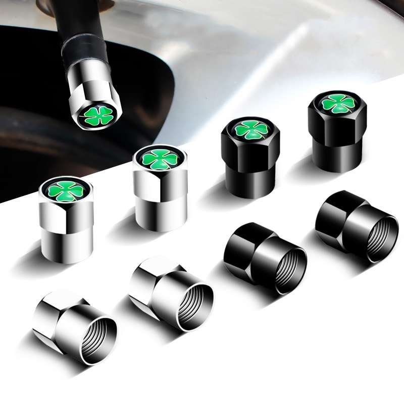 4pcs/set Guardian Clover Decorative Car Tire Valve Cap(Silver)