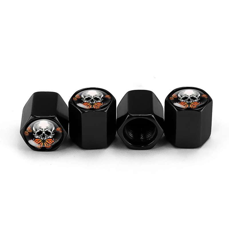 4pcs/set Skull Metal Car Tire Universal Modified Aluminum Alloy Valve Cap(Black)