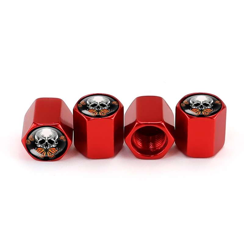 4pcs/set Skull Metal Car Tire Universal Modified Aluminum Alloy Valve Cap(Red)