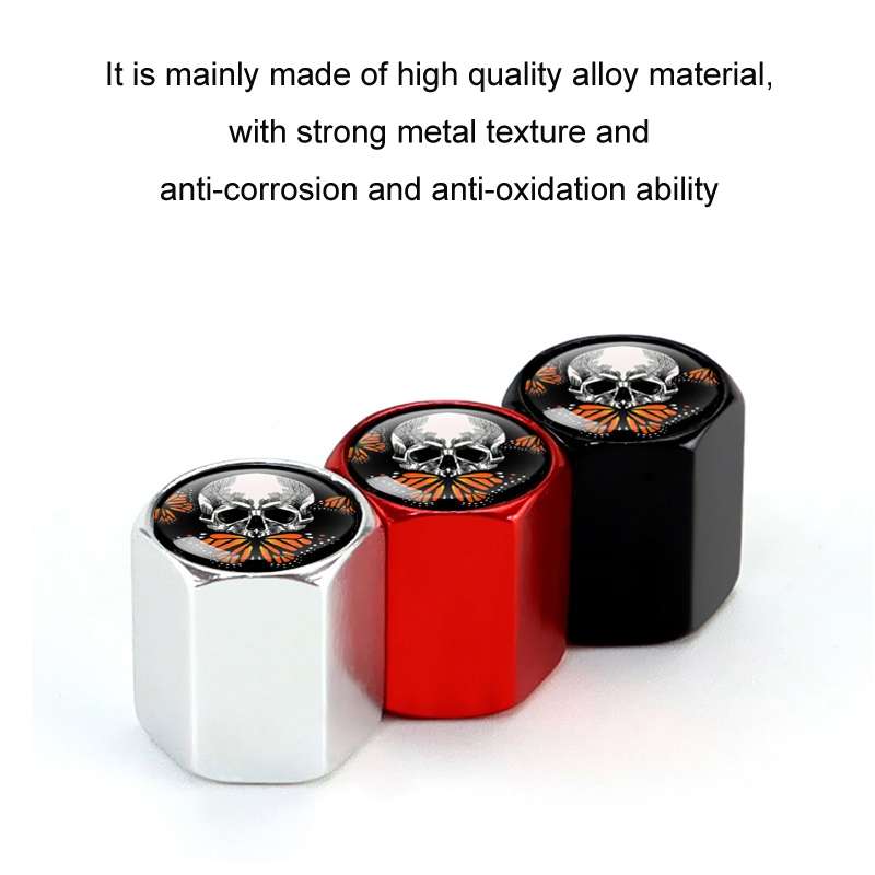 4pcs/set Skull Metal Car Tire Universal Modified Aluminum Alloy Valve Cap(Red)